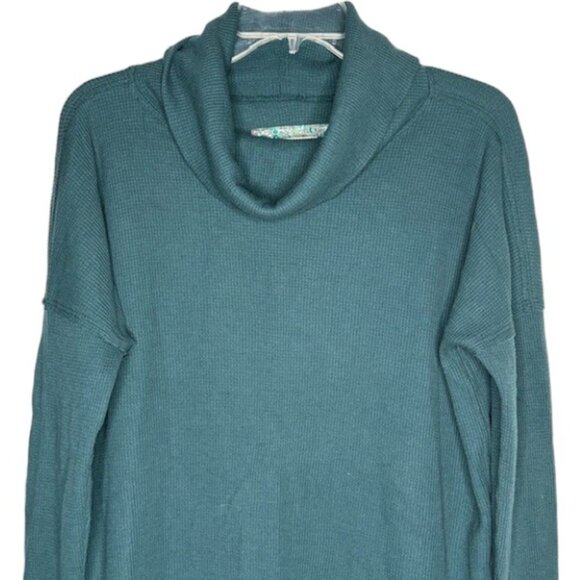 Anthropologie Maeve Ainsley Cowl Neck Waffle Fabric Tunic - Forest Green - S - Picture 3 of 10